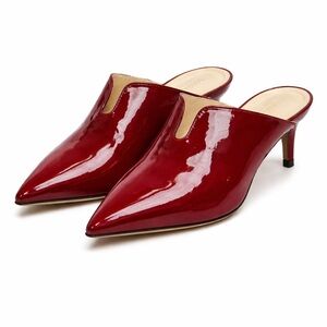 Napoleoni Red Patent Leather Mules Pointed Toe Kitten Heel Size 39 Made in Italy